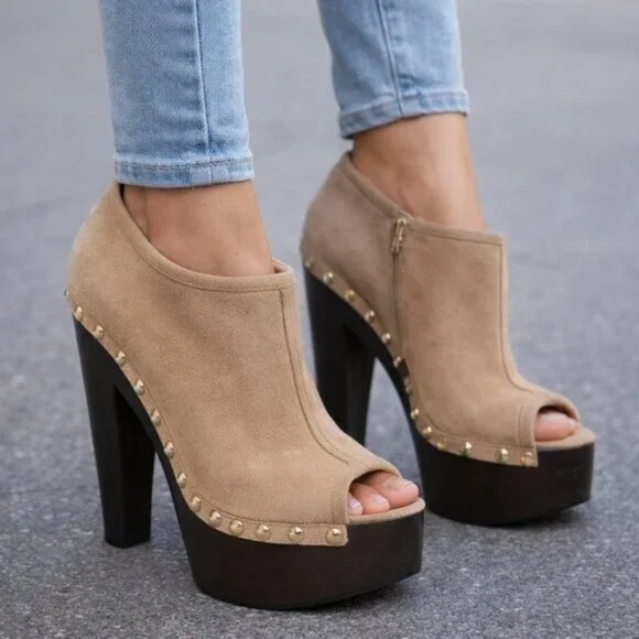 NWOB Jimmy Choo Studded Peep Toe Suede Ankle Booties Urge Pumps Heeled Clogs 40 - Picture 1 of 8